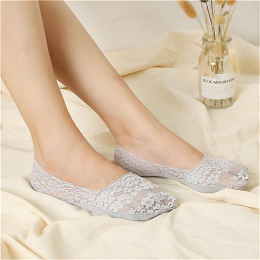 【隐形船袜】花边蕾丝爆款袜子浅口隐形袜蕾丝硅胶脚底防滑船袜女花边。ry 商品图6