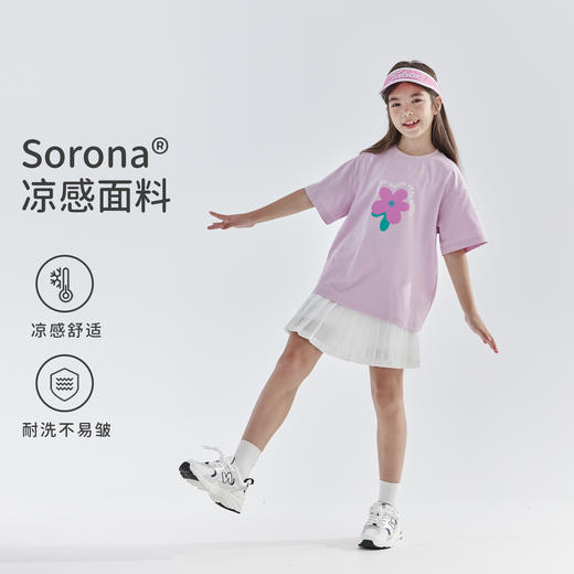 【代发】女童宽松印花短袖T恤 cicochild夏季款亲子中大童短袖上衣浅粉/浅蓝 商品图1