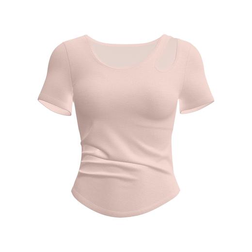 跃牌【瑜堂系列】镂空抽皱瑜伽服短袖女免穿文胸显瘦运动健身上衣JYMD105 商品图4