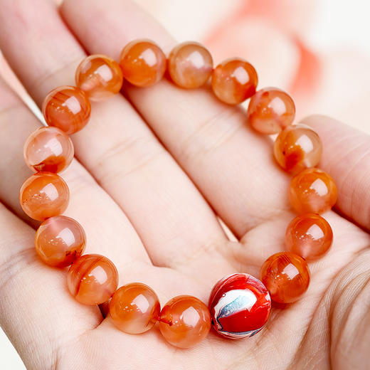 易祈吉祥天然冰飘南红手串大漆珠手链文玩属火系列饰品送礼礼物 商品图2