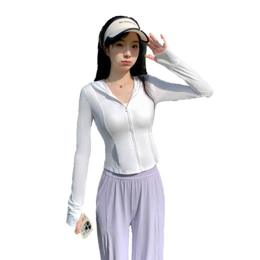 2025新款锦纶原纱冰丝凉感瑜伽外套修身款防晒衣女夏季防紫外线透气防晒服 商品图4