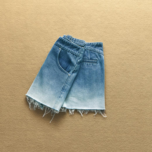 lost in echo2025春夏新款时尚宽松显瘦简约毛边渐变牛仔短裤女 商品图2