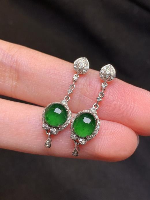 蛋面翡翠耳坠 商品图2