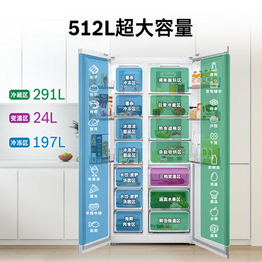 博世（BOSCH）【零巧系列】超薄嵌F9家用对开门电冰箱 512L超大容量 玻璃面板60cm超薄机身 清风净味 三档变温 K2A98EA20C白色 商品图3