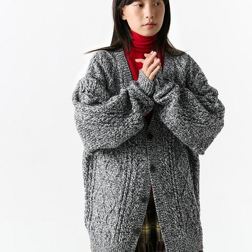 CryingCenter 重磅花灰绞花针织开衫 哭喊中心 商品图0