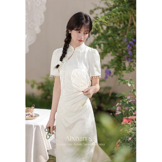 鹿向南「山月浪漫」新中式连衣裙2025新款女夏季国风旗袍短袖裙子 商品图1