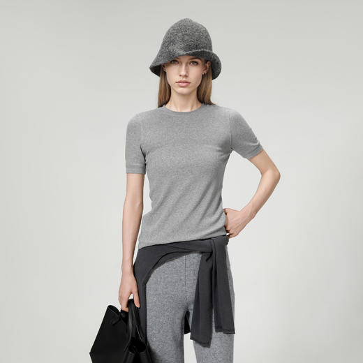 ROMI STUDIO“基础随性”绵羊毛棉混纺弹力圆领短袖T恤 RW25SS40063 商品图0