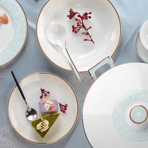 【样品特惠5折，仅1套，无货退款】骨瓷餐具套装碗盘家用中式简约陶瓷碗高级欧式乔迁新居组合碗碟陶园梦一帘幽梦8人用42头餐具 商品图3
