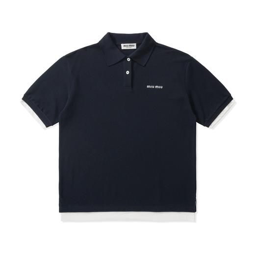 中性款假两件短袖polo衫 商品图0