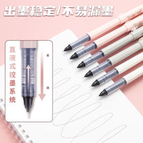 晨光(M&G)文具0.5mm黑色中性笔 米菲系列直液式签字笔 全针管水笔 12支/盒FRPB1803