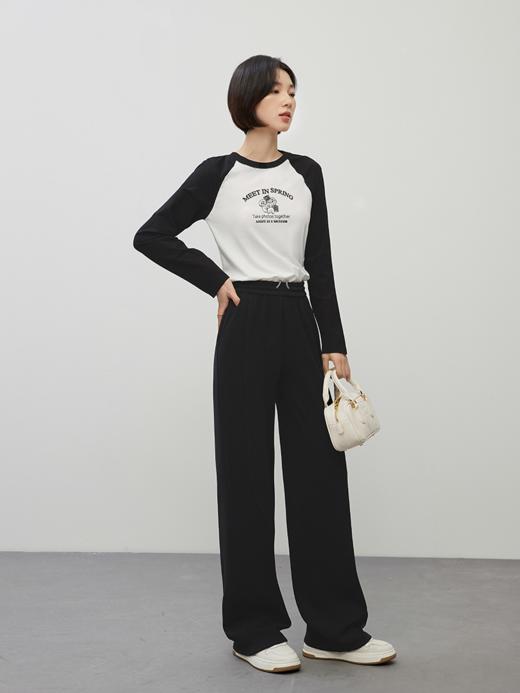 【129选3件，不退换】熙世界白色窄版直筒阔腿裤高腰2025秋季新款垂感休闲长裤糯米裤 商品图2