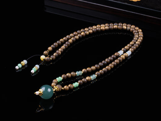 XY0258沉香+翡翠天空蓝大圆珠挂件 商品图2