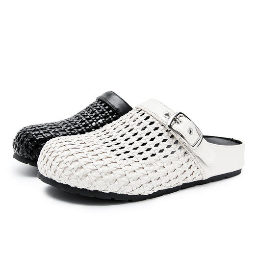 西遇包头半拖鞋女新款夏季镂空透气白色厚底勃肯鞋外穿凉拖鞋V0156614 商品图4