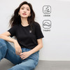 【周末秒杀】熙世界短袖女t恤女夏2025新款休闲宽松圆领花卉刺绣正肩体恤上衣 商品缩略图3