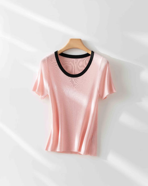 【下架】臣禾	【养肤撞色T恤】圆领短袖休闲上衣	JZ252050275 商品图3