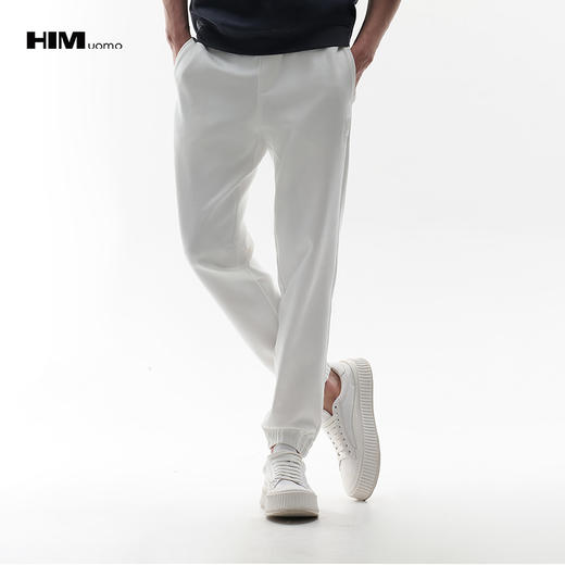 HIM漢崇  舒适松紧腰束脚裤时尚简约字母刺绣运动休闲裤 2026春季 商品图0