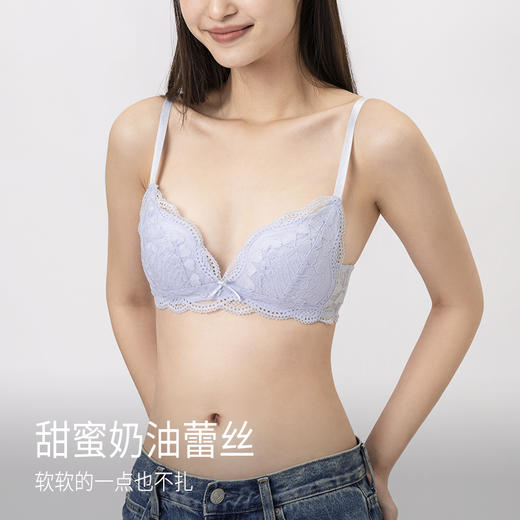 靴下物蕾丝内衣小胸聚拢白色性感内衣女薄款文胸大胸显小少女文胸 商品图2