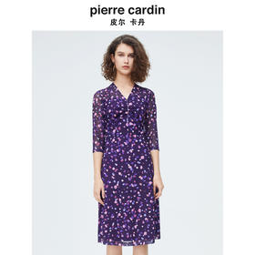 皮尔卡丹女装新款淑女褶皱修身时尚连衣裙P4136E4066Z3