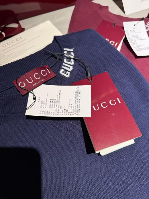 GUCC*嵌花针织短袖   蓝色。红色。 自己备注号码颜色。 商品图5