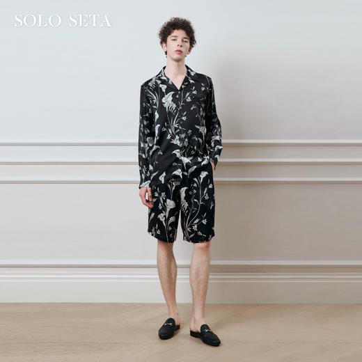 Solo seta22姆米重磅真丝男士印花衬衫短裤桑蚕丝睡衣2025年秋季 商品图0