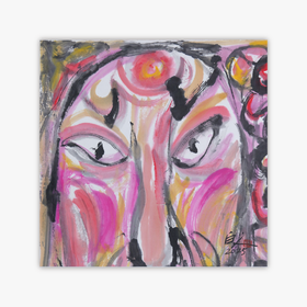 许固令《脸谱之十八》国画原作53CM*53CM 手绘宣纸脸谱系列斗方作品【GH0497】