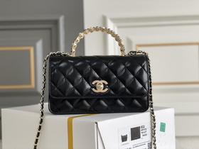 香奈儿24P珍珠手柄风琴包woc黑色（HH）