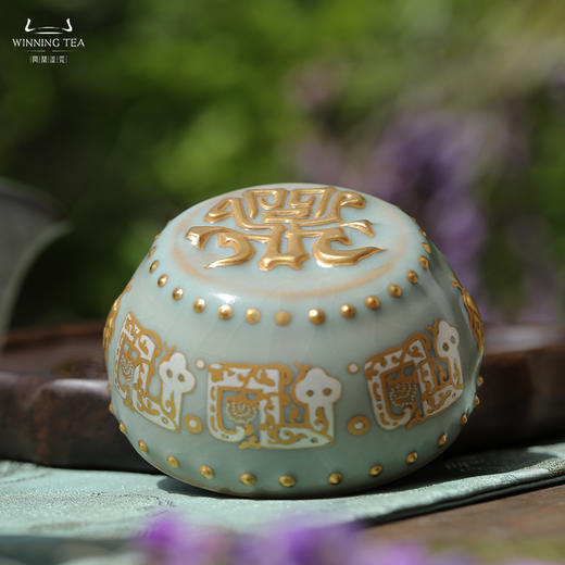 问鼎汝瓷天青蛇首战鼓杯（描金金银蛇纹） 商品图3