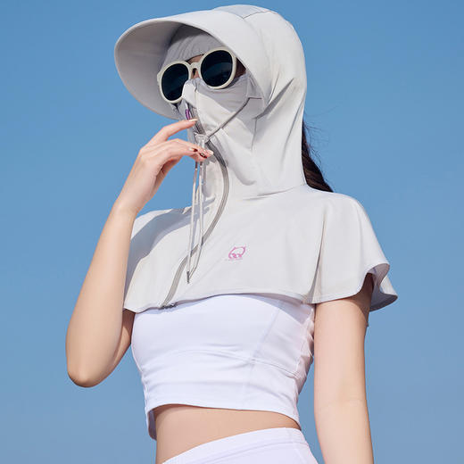 夏季冰丝防晒面罩全脸女护额颈防紫外线连帽透气户外骑行面罩 商品图0