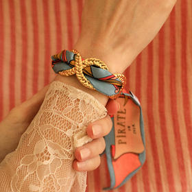 订购8周到｜AN-NEE-Tresse-镂空编织 蓝色海盗 4cm 丝巾手镯［法国设计师］