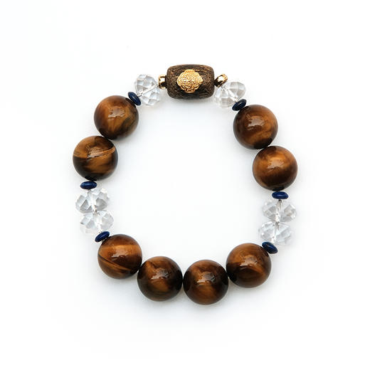 MELI&MOLI |白水晶点缀虎眼石圆珠麒麟沉香珠手串—五行之土 商品图2