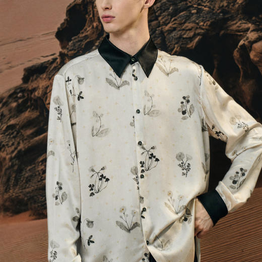 Solo seta22姆米男士真丝印花长袖衬衫短裤桑蚕丝睡衣2025秋新款 商品图3