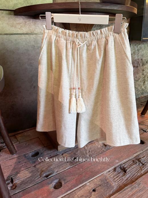 生活闪闪发光 | 夏日首选短裤 天然棉麻交织舒适面料 亚麻色 商品图4