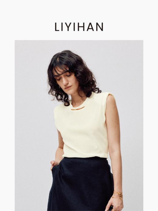 LIYIHAN序章丨25春新款植绒无袖上衣纯色垫肩无袖T恤舒适百搭小众 商品图3