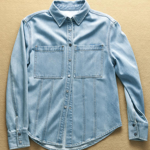 lost in echo2025春夏新款牛仔复古直身时髦大口袋长袖衬衫外套女 商品图3