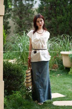 【门店同款】ENJOY夏季“都市漫游”法式扭结上衣配腰带 162278275