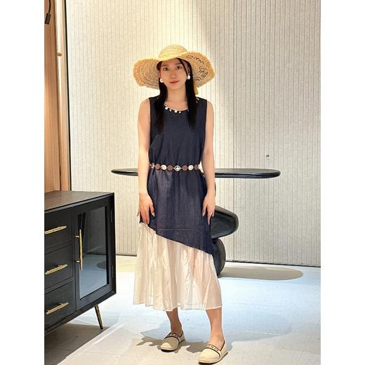 NORNS LADY诺恩 2025法式气质拼接连衣裙优雅设计显瘦长裙无袖背心裙夏季假两件裙子【赠腰带】QMYLMS2795 商品图1