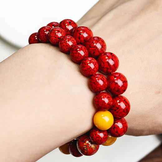 易祈吉祥晶体砂手串朱砂手串蜜蜡手链男女款属火系列饰品礼物 商品图2