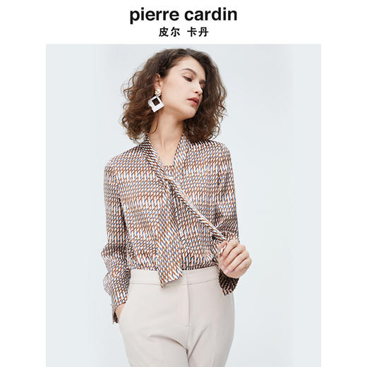 皮尔卡丹女装时尚几何印花飘带长袖衬衫P4126B3975K3 商品图3