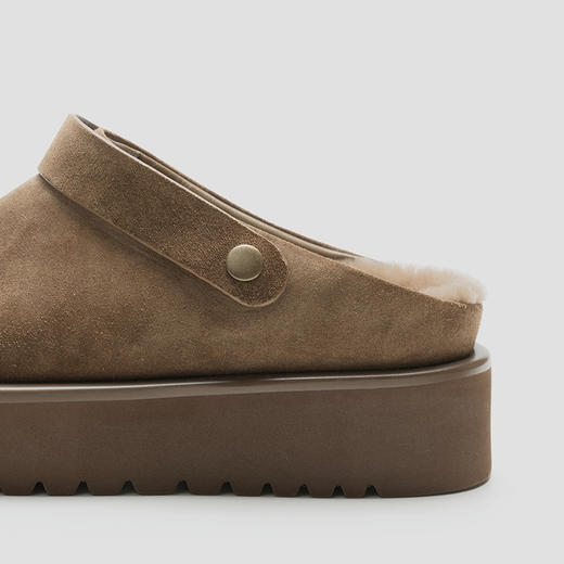 ROMI STUDIO “复古随性” 牛皮反绒勃肯包头一脚蹬毛毛鞋 23AWS070 商品图3