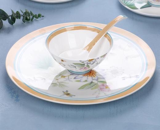 轻奢骨瓷餐具套装高档碗盘碗筷家用碗具组合北欧乔迁送礼礼盒陶瓷陶园梦繁花似锦8人用38头餐具 商品图8