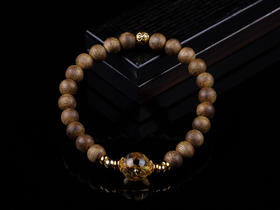 XY0176沉香+黄水晶单圈手串