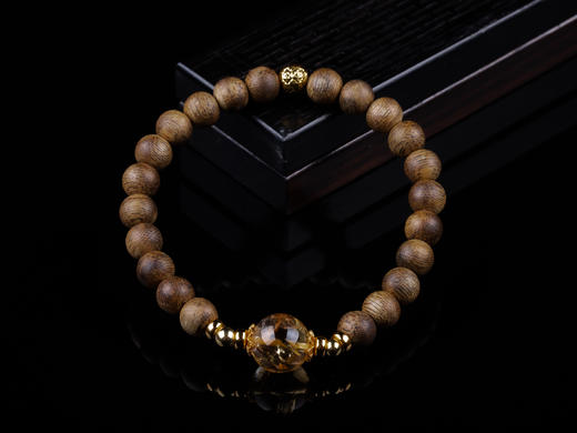 XY0176沉香+黄水晶单圈手串 商品图0