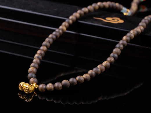 XY0220沉香+翡翠南红双葫芦项链多圈 商品图5