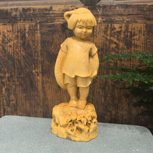 可爱小女孩°黄杨木摆件 商品图0