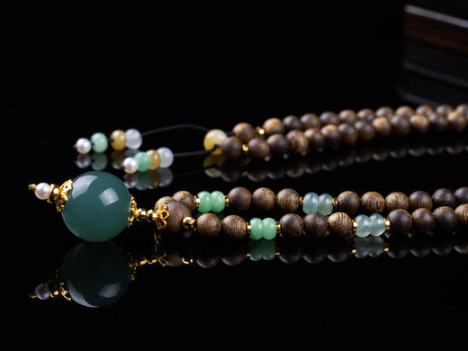 XY0258沉香+翡翠天空蓝大圆珠挂件 商品图6