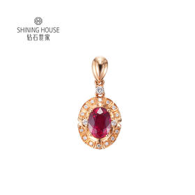 【红宝石吊坠】钻石世家 18K金红宝石镶钻吊坠  让人一见倾心的红宝石 演绎女性的高贵柔情 也寓意着浪漫炙热的美好感情