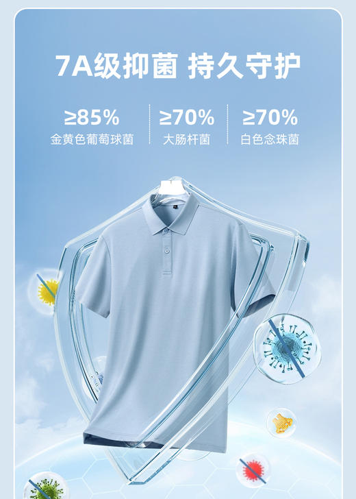 【棉麻纯色翻领短袖POLO衫】夏季新款7A抗菌短袖T恤  男女同款 商品图2