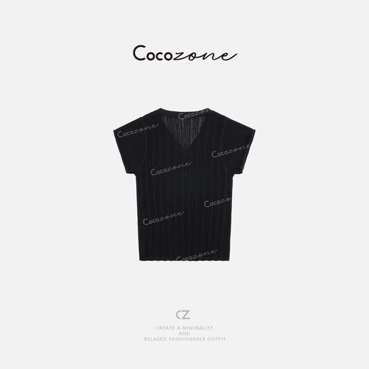 COCO ZONE 刘一一 【莱赛尔混纺】条纹修身显瘦毛织上衣CD1A0605 商品图1