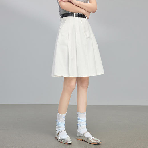 熙世界学院风白色百褶半身裙女夏2025新款百搭小个子纯棉a字短裙 商品图3