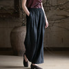 牧衣游原创龟裂纹香云纱阔腿裤轻薄显瘦黑色宽松百搭长裤 浮云卷 商品缩略图0